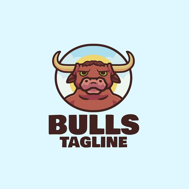 Diseño del logotipo del personaje de dibujos animados de la mascota Bulls