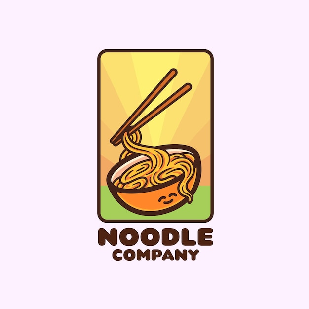 Diseño del logotipo del personaje de dibujos animados de la mascota de los fideos