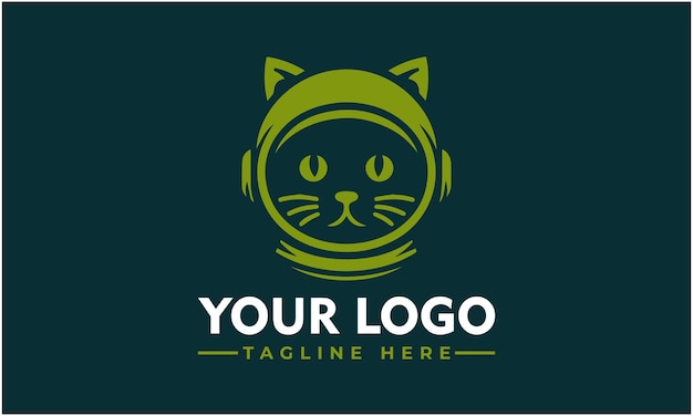 Diseño del logotipo del personaje gato del astronauta vectorial con la cabeza de gato
