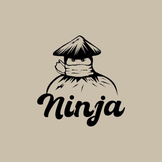 Diseño de logotipo de personaje ninja misterioso