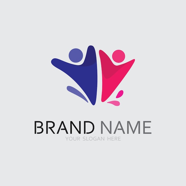 Diseño de logotipo de personas abstractas gente divertida gente sana deporte comunidad personas símbolo vector ilustración