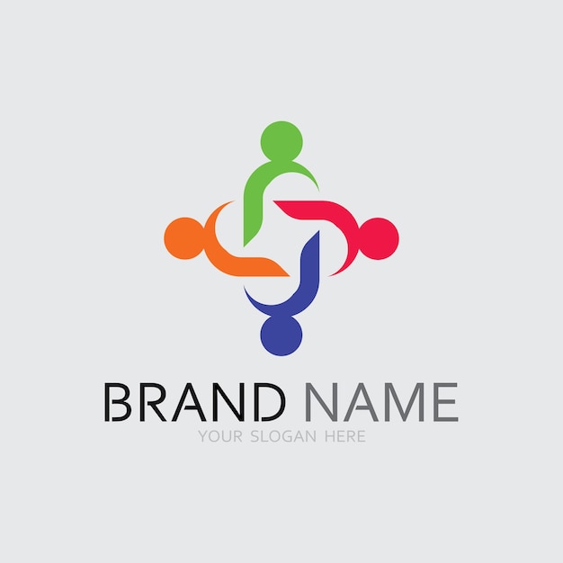 Diseño de logotipo de personas abstractas gente divertida gente sana deporte comunidad personas símbolo vector ilustración