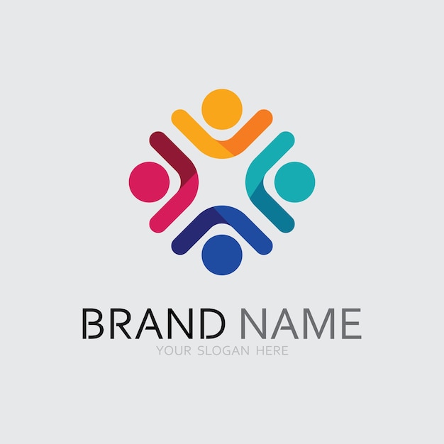 Diseño de logotipo de personas abstractas gente divertida gente sana deporte comunidad personas símbolo vector ilustración