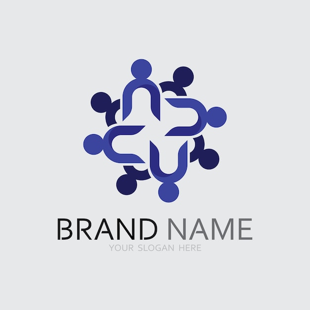 Diseño de logotipo de personas abstractas gente divertida gente sana deporte comunidad personas símbolo vector ilustración