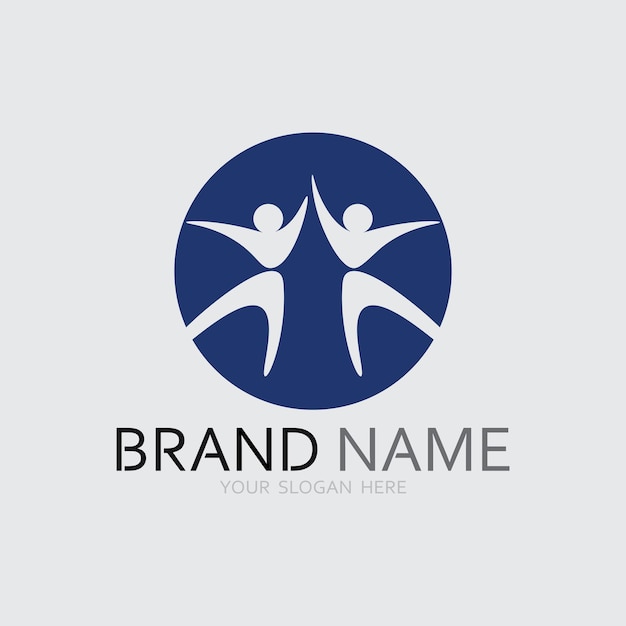 Diseño de logotipo de personas abstractas gente divertida gente sana deporte comunidad personas símbolo vector ilustración