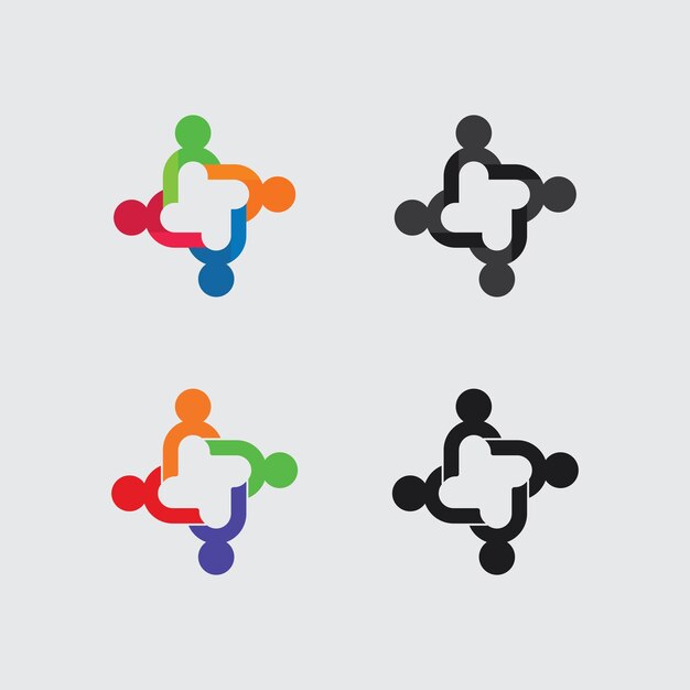 Diseño de logotipo de personas abstractas gente divertida gente sana deporte comunidad personas símbolo vector ilustración