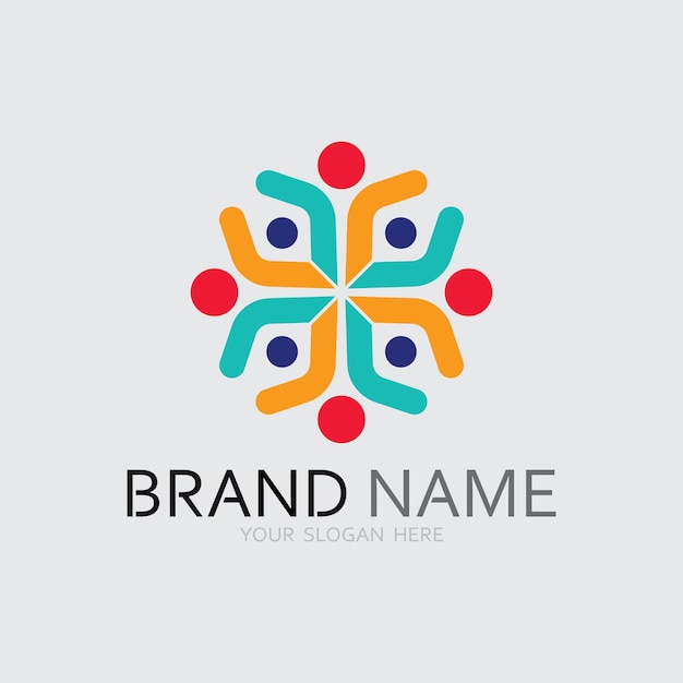 Diseño de logotipo de personas abstractas gente divertida gente sana deporte comunidad personas símbolo vector ilustración