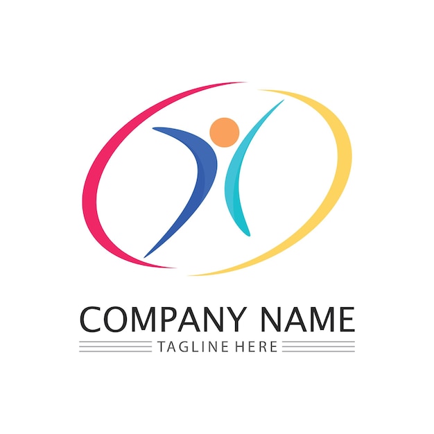 Diseño de logotipo de personas abstractas gente divertida gente sana deporte comunidad personas símbolo vector ilustración