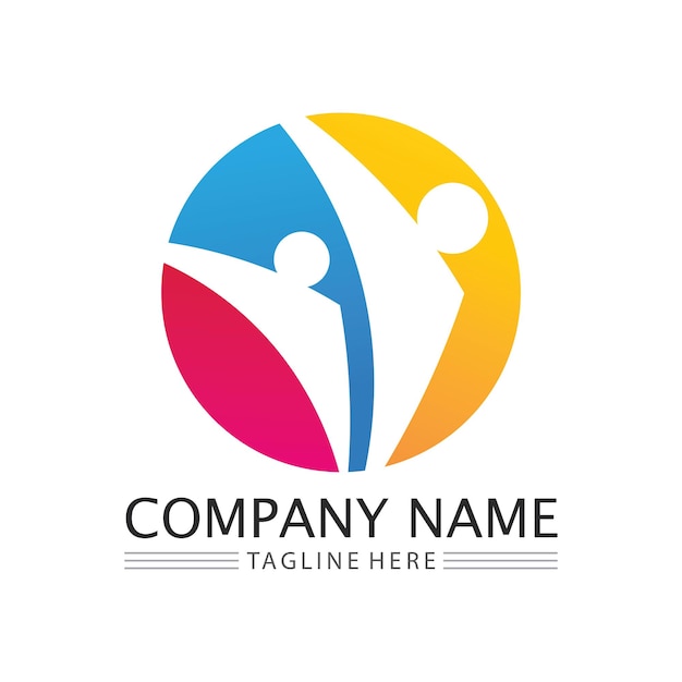 Diseño de logotipo de personas abstractas gente divertida gente sana deporte comunidad personas símbolo vector ilustración