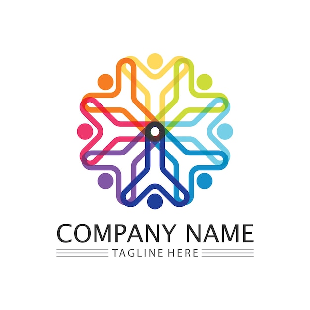Diseño de logotipo de personas abstractas gente divertida gente sana deporte comunidad personas símbolo vector ilustración