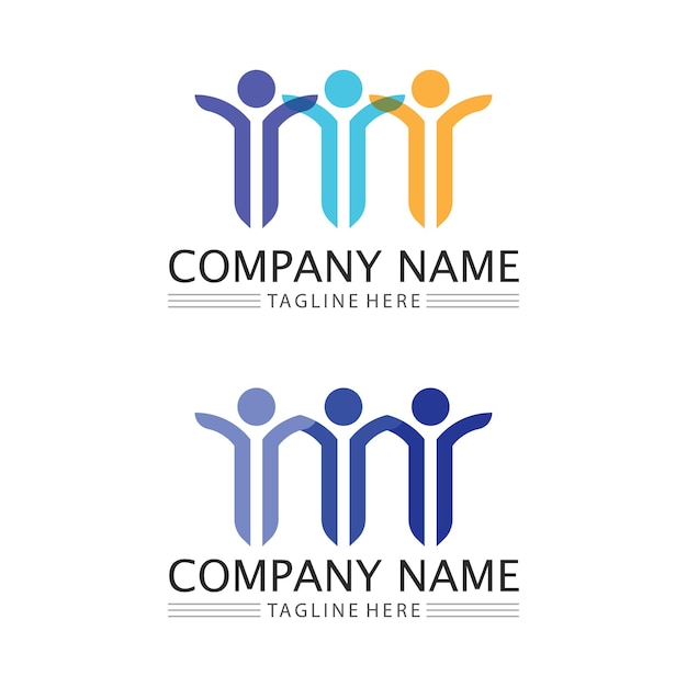Diseño de logotipo de personas abstractas gente divertida gente sana deporte comunidad personas símbolo vector ilustración