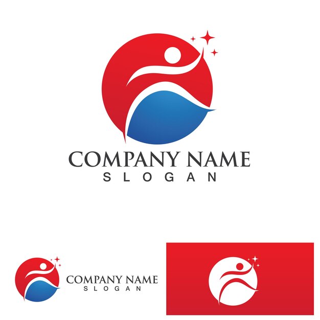 Diseño de logotipo de personas abstractas gente divertida gente sana deporte comunidad personas símbolo vector ilustración