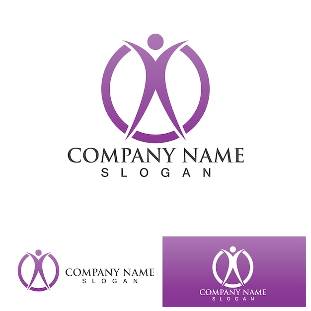 Diseño de logotipo de personas abstractas gente divertida gente sana deporte comunidad personas símbolo vector ilustración