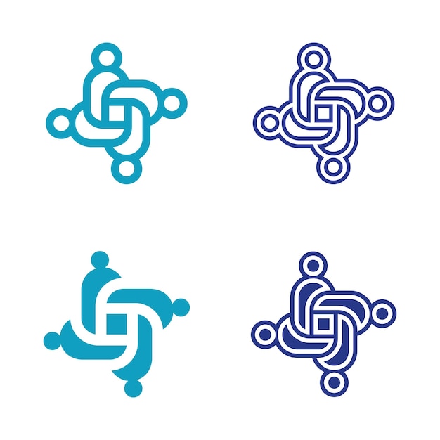 Diseño de logotipo de personas abstractas personas divertidas personas saludables personas deportivas personas de la comunidad ilustración vectorial de símbolos