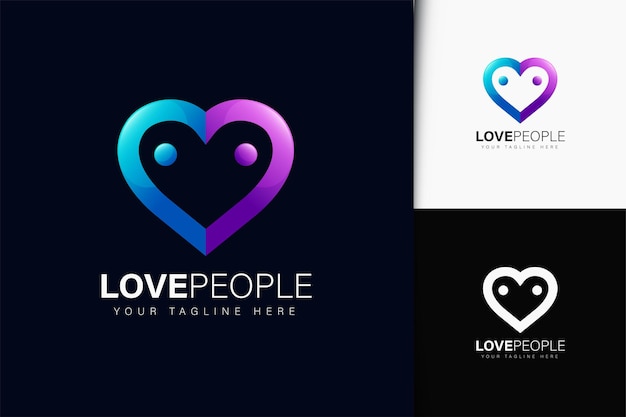 Diseño de logotipo de personas de amor con degradado