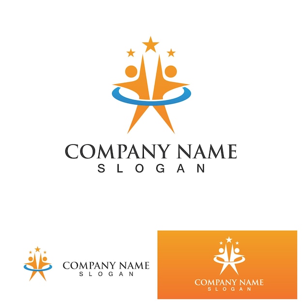 Diseño de logotipo de personas de estrellas logotipo de vector de comunidad de estrellas logotipo de vector humano de comunidad de estrellas