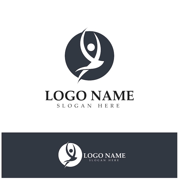 Diseño de logotipo de personas que hacen vector de ilustración de icono de símbolo de yoga