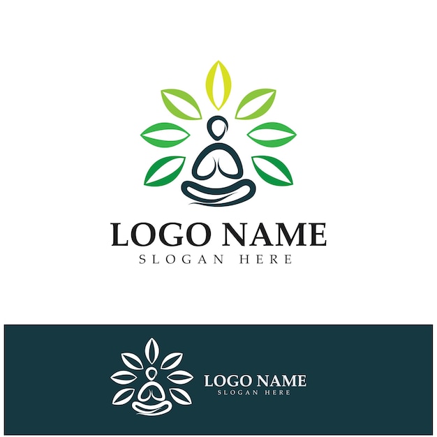 Diseño de logotipo de personas que hacen vector de ilustración de icono de símbolo de yoga