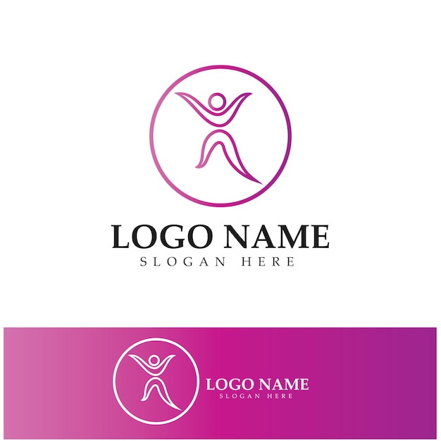 Diseño de logotipo de personas que hacen vector de ilustración de icono de símbolo de yoga