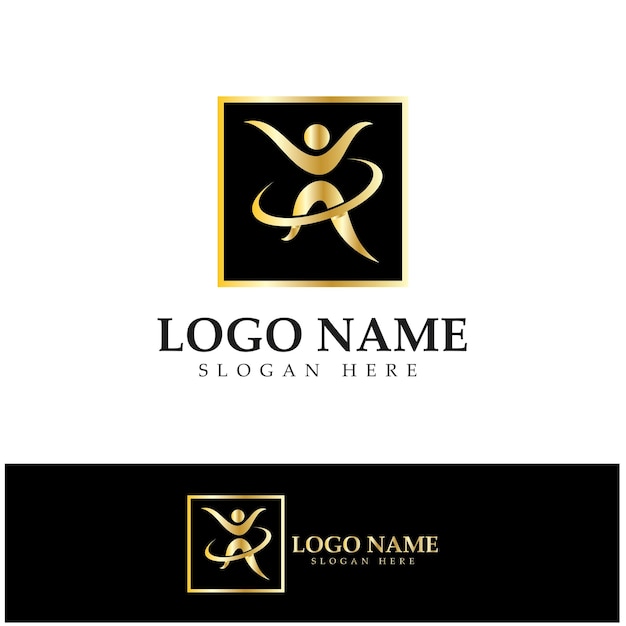 Diseño de logotipo de personas que hacen vector de ilustración de icono de símbolo de yoga