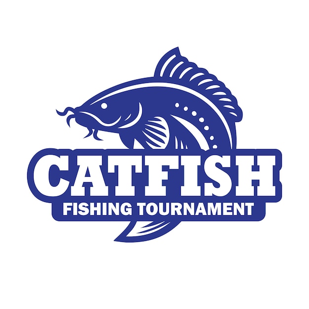 Diseño del logotipo de la pesca de bagre con forma y contorno simples