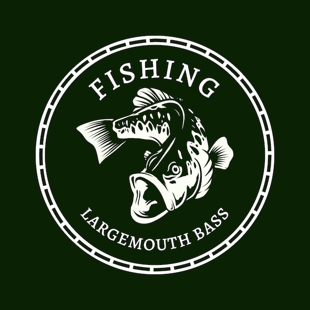 diseño de logotipo de pesca de lubina negra