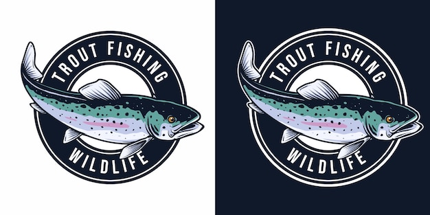 Diseño de logotipo de pesca de truchas