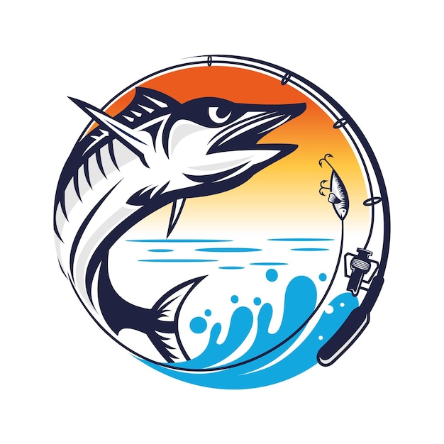 Diseño de logotipo de pesca vintage