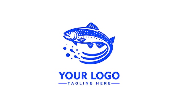 Vector diseño de logotipo de pescado y pesca pico vectorial emblema de pesca de pescado aislado detallado pico vector logotipo mano