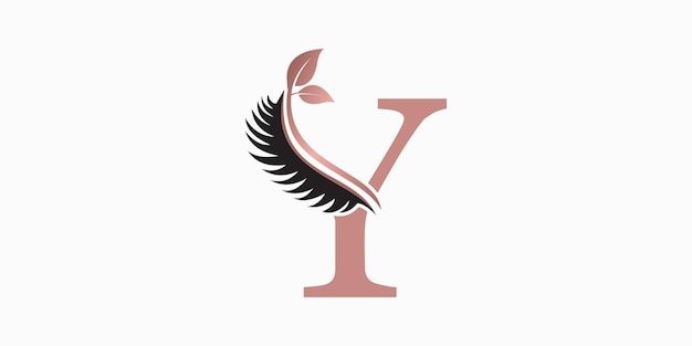 Diseño de logotipo de pestañas de belleza con concepto de letra y vector premium