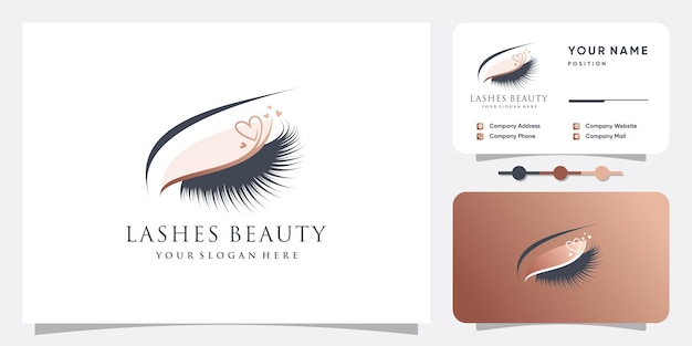 Diseño de logotipo de pestañas para belleza con elemento creativo Vector Premium