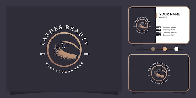 Diseño de logotipo de pestañas para belleza con elemento creativo vector premium