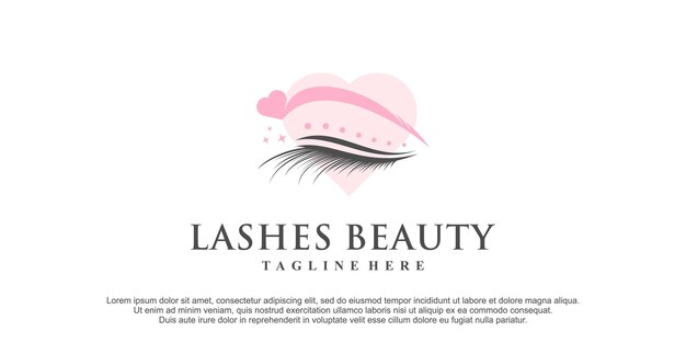 Diseño de logotipo de pestañas de belleza para mujer con elemento creativo Vector Premium