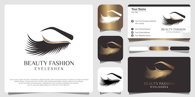 Diseño de logotipo de pestañas con concepto moderno creativo de tarjeta de visita