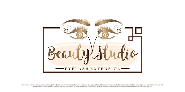 Diseño de logotipo de pestañas para icono de belleza con concepto de estilo moderno Vector Premium