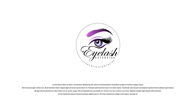 Diseño de logotipo de pestañas para salón de belleza con concepto creativo y tarjeta de visita Vector Premium