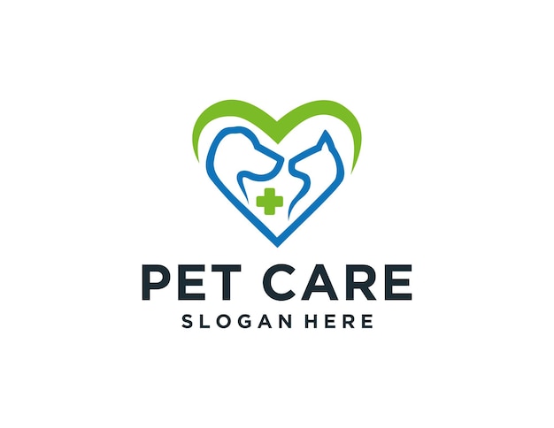 Diseño del logotipo de Pet Care creado utilizando la aplicación Corel Draw con un fondo blanco