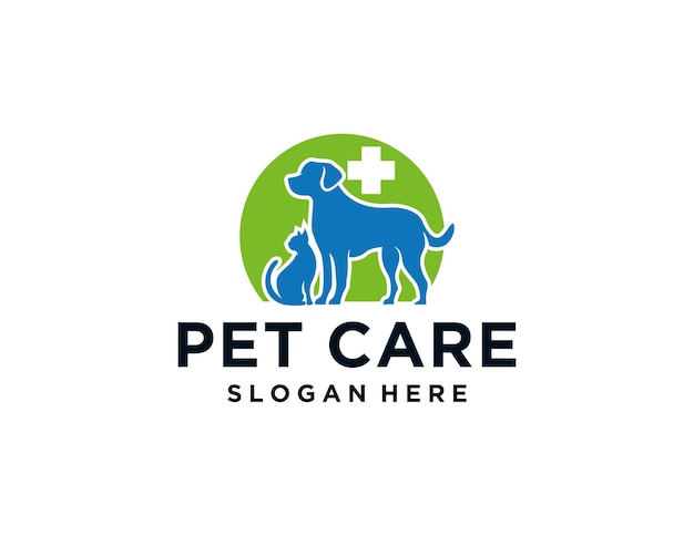 Diseño del logotipo de Pet Care creado utilizando la aplicación Corel Draw con un fondo blanco