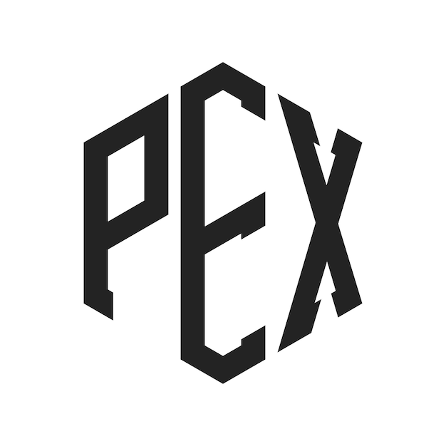 Diseño del logotipo PEX Letra inicial PEX Monograma Logotipo con forma de hexágono
