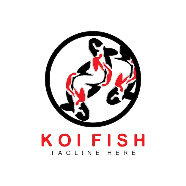 Diseño De Logotipo De Pez Koi Chino Afortunado Y Triunfo Peces Ornamentales Vector Compañía Marca Icono De Pez Dorado