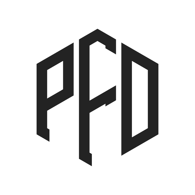 Diseño del logotipo PFD Letra inicial PFD Monograma Logotipo con forma de hexágono