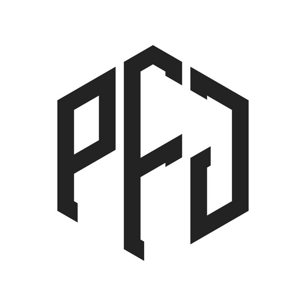 Diseño del logotipo PFJ Letra inicial PFJ Monograma Logotipo con forma de hexágono