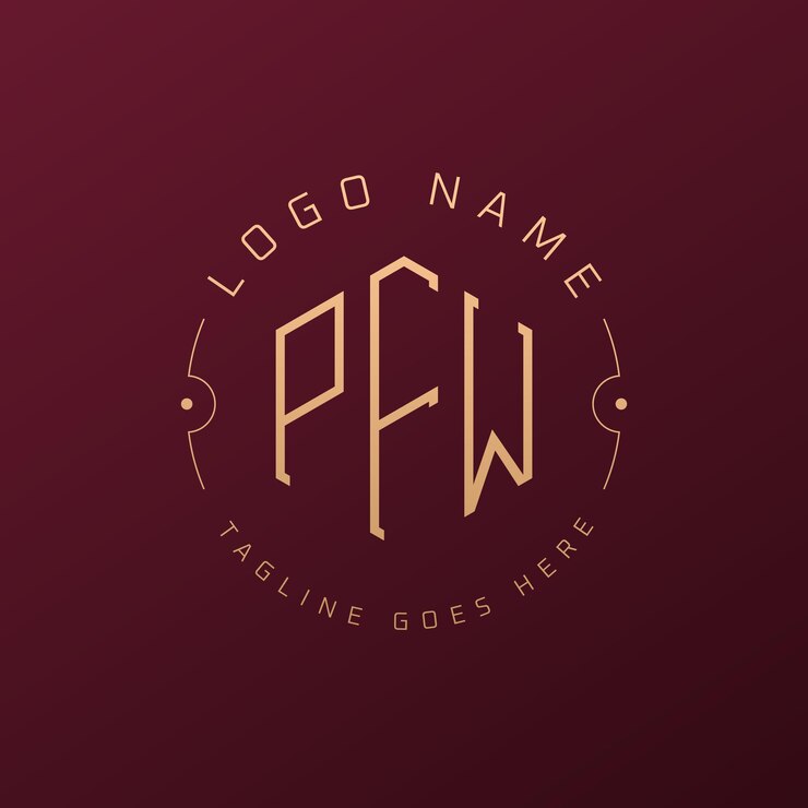 Vector diseño de logotipo de pfw de lujo letra elegante pfw monograma logotipo minimalista poligono plantilla de diseño de logotipo pfw