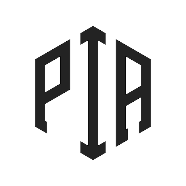 Diseño del logotipo PIA Letra inicial PIA Monograma Logotipo con forma de hexágono