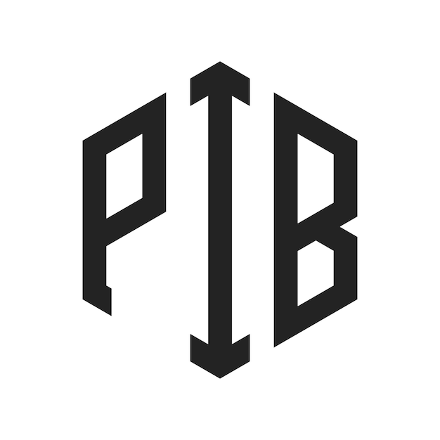 Diseño del logotipo PIB Letra inicial PIB Monograma Logotipo con forma de hexágono