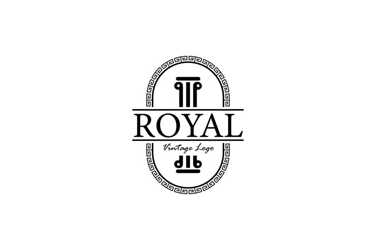 Diseño de logotipo de pilar real con marco ovalado de adorno clásico vintage