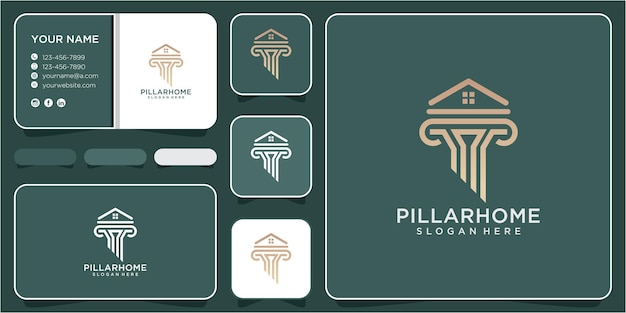 Diseño de logotipo pillar home. logotipo de pilar, logotipo de inicio. diseño de logotipo de casa de ley