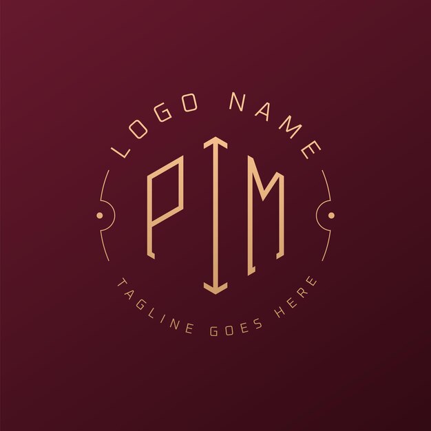Diseño de logotipo PIM de lujo Letra elegante PIM Monograma Logotipo minimalista Poligono PIM Template de diseño de logotipo