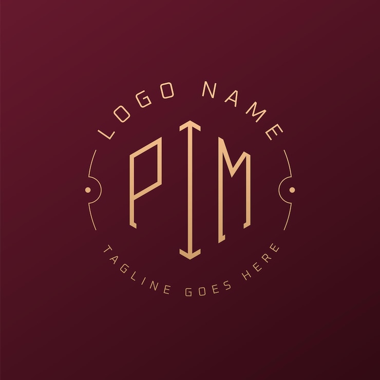 Vector diseño de logotipo pim de lujo letra elegante pim monograma logotipo minimalista poligono pim template de diseño de logotipo