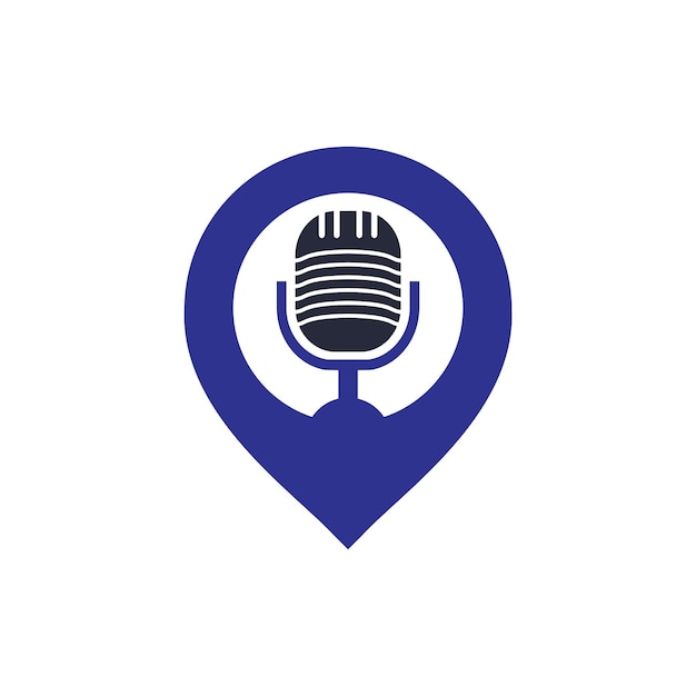 Diseño de logotipo de pin de mapa y podcast